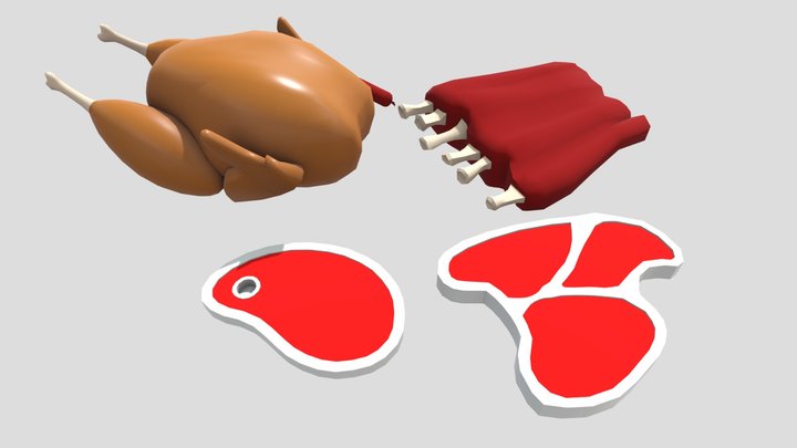 Lowpoly Meat collection 3D Model