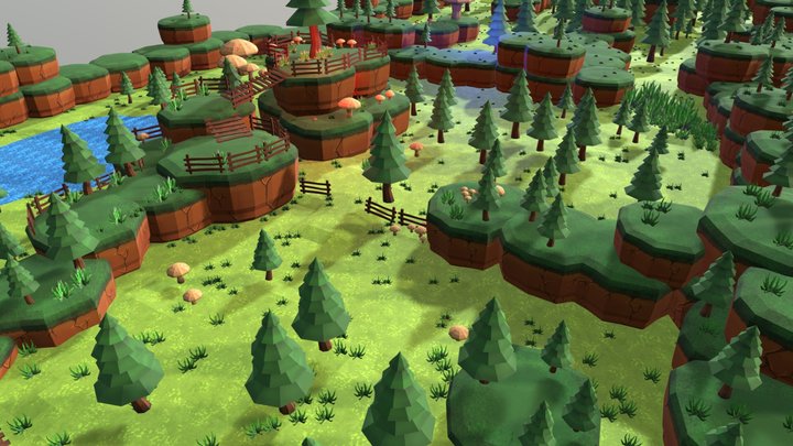 Low Poly - Scene of a mini game in UPBGE 3D Model