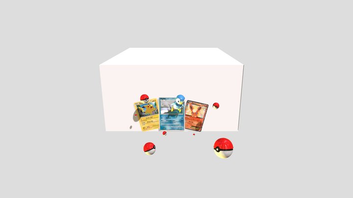 3d Piplup with pokemon cards 3D Model