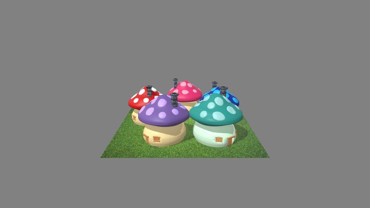 Smurfs Village Houses – Stylized 3D Environment 3D Model