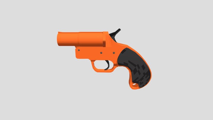 Low Poly Flare Gun 3D Model
