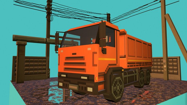 pixel art kamaz 3D Model