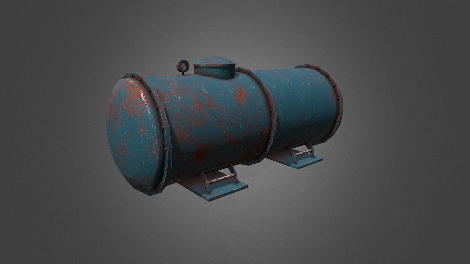 3D model Gas tank - This is a 3D model of the Gas tank. The 3D model is about a blue and red cylindrical object.
