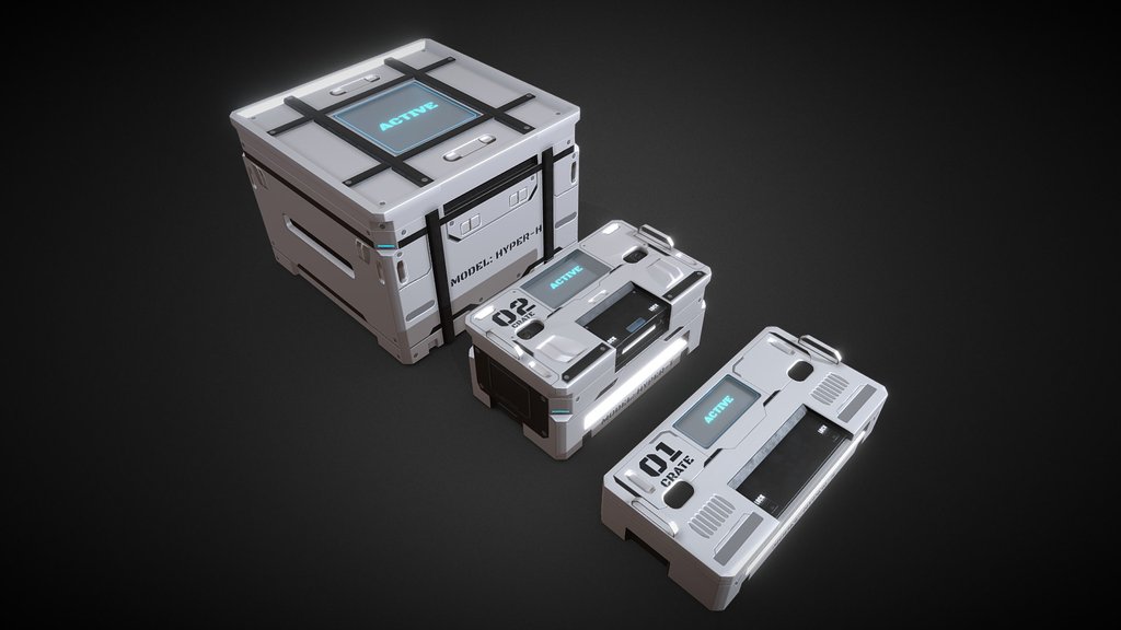 Sci-fi Crate Pack  ( Game ready asset )