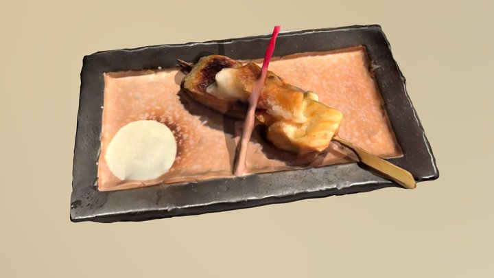 Salmon Skewers Salt Grilled(Japanese-food) 3D Model