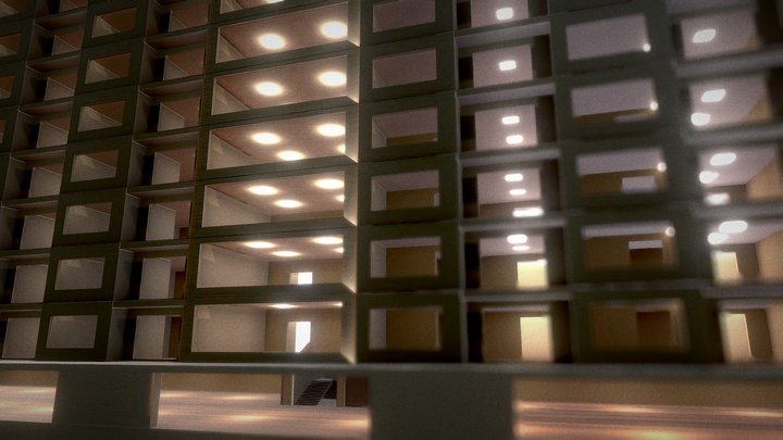 High Apartment building (Baked) 3D Model