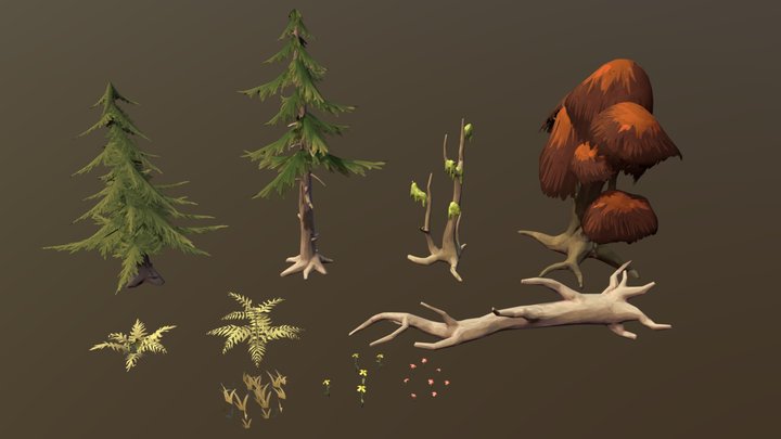Crescent Falls - Human world Foliage 3D Model