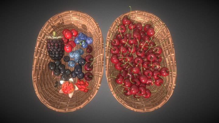 Berries and Cherries 3D Model
