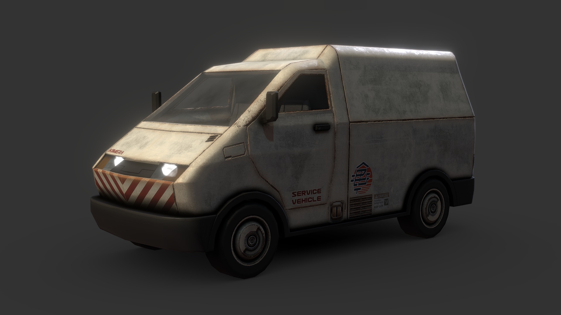 3D model Cyberpunk Electric Van - This is a 3D model of the Cyberpunk Electric Van. The 3D model is about a white van with a red stripe.
