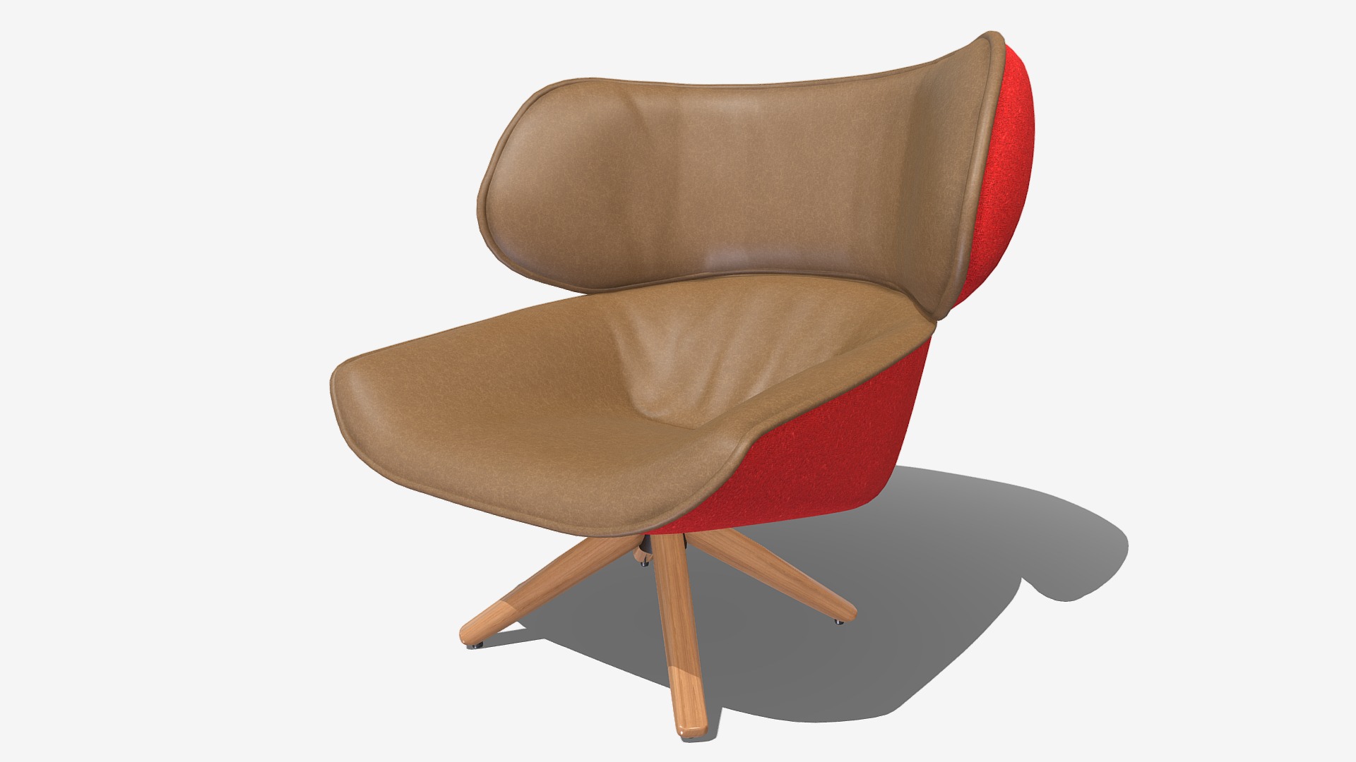 3D model TABANO B&B - This is a 3D model of the TABANO B&B. The 3D model is about a brown chair with a red cushion.