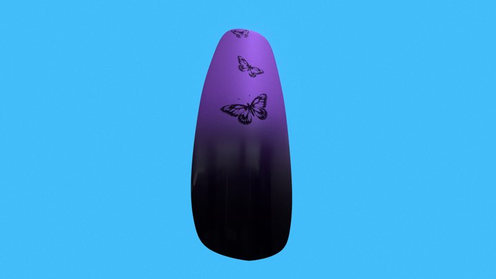 Ballerina Purple Butterfly Nails