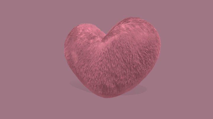 Heart Pillow with Fur 3D Model