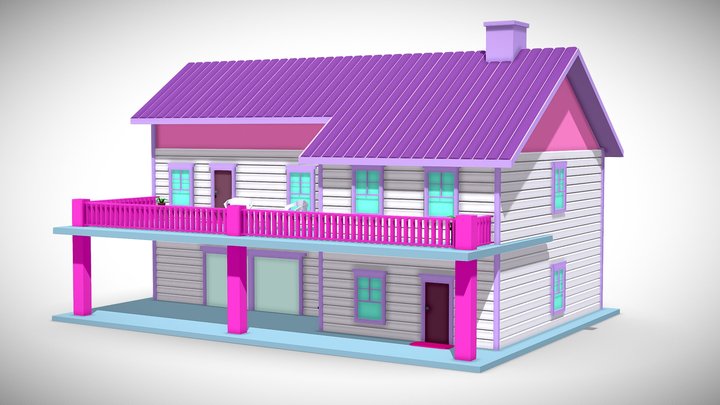 Lowpoly Barbie Girl House 3D Model