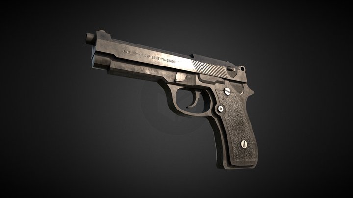 Beretta M9 Tactical Handgun | Low Poly 3D Model