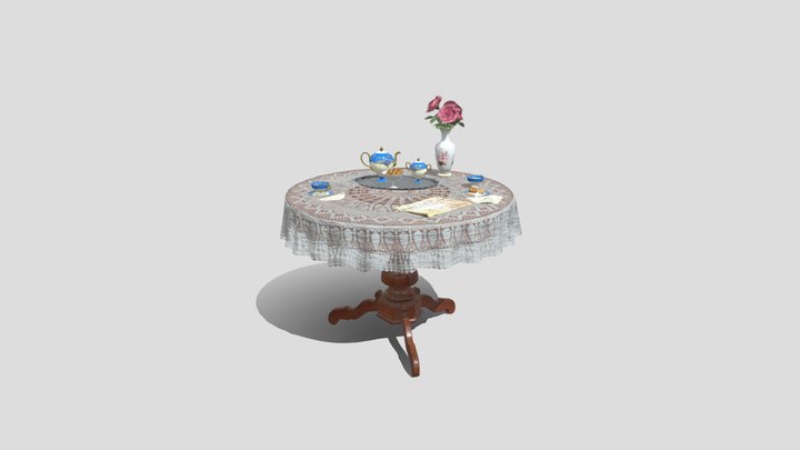 Antique Table&Furniture 3D Model