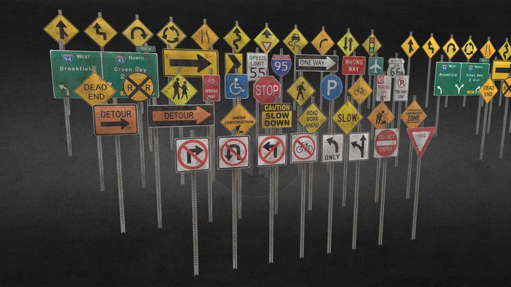 Road Signs 3D Model