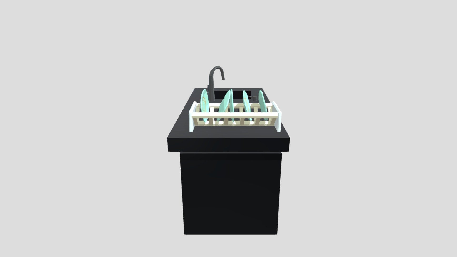 Plates Rack And Sink - Download Free 3D model by FrizuOwwO (@FrizuOwO ...