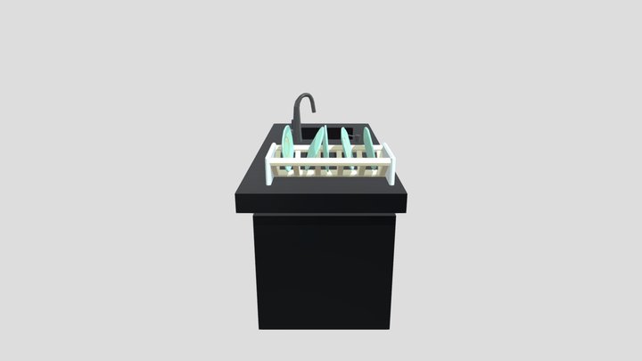 Plates Rack And Sink 3D Model