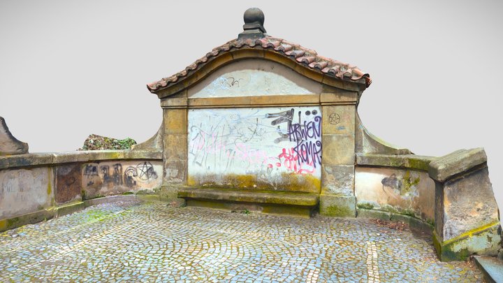 Old city wall with graffiti 3D Model