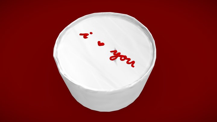 Low Poly cake on Valentine's Day 3D Model