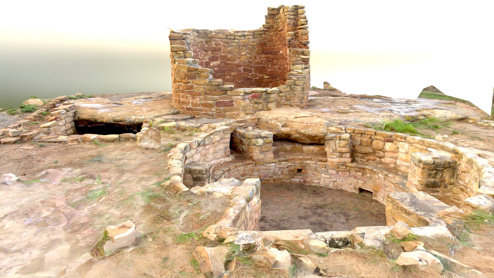 3D model Mesa Verde Kiva, Far View Complex - This is a 3D model of the Mesa Verde Kiva, Far View Complex. The 3D model is about a stone building on a hill.