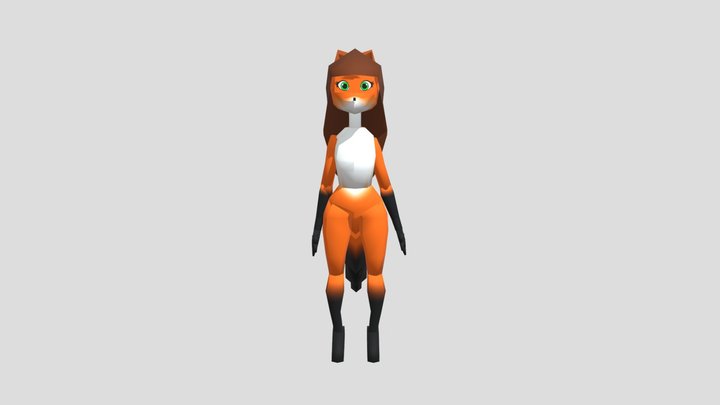 low poly fox girl 3D Model