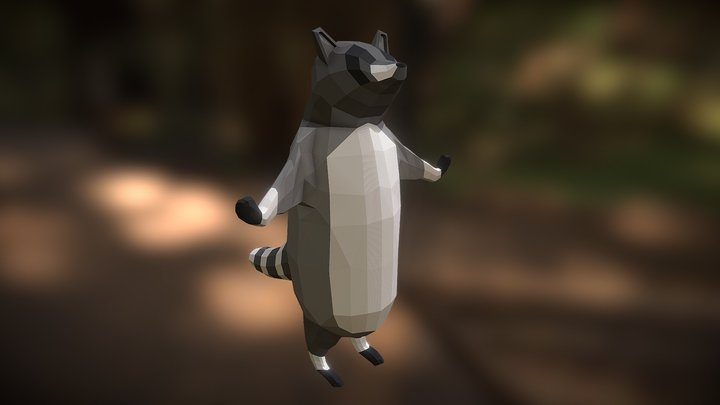 Racoon Upright 3D Model