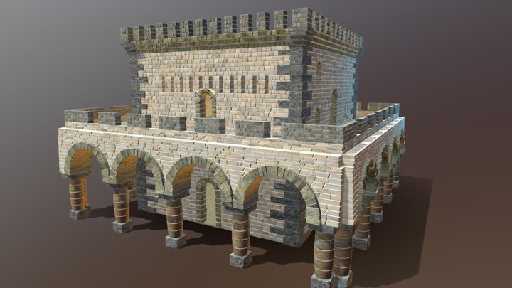 Roman Fort with Colonnade 3D Model