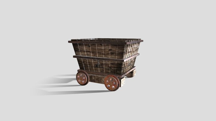Low Poly Mine Cart 3D Model