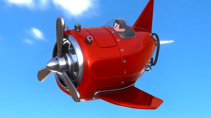 Stylized Plane Scene 3D Model