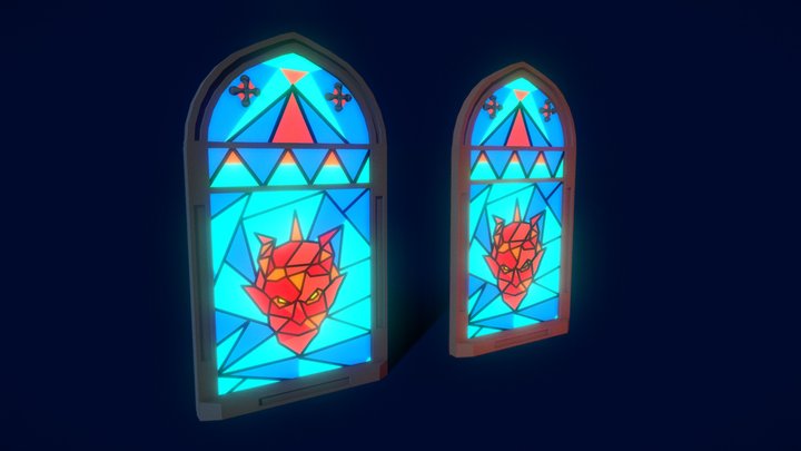 Stained Glass Window Devil 3D Model