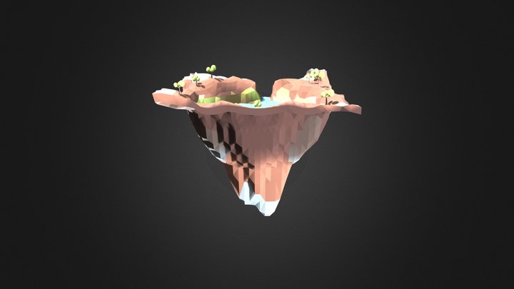 Flying island (low poly) 3D Model