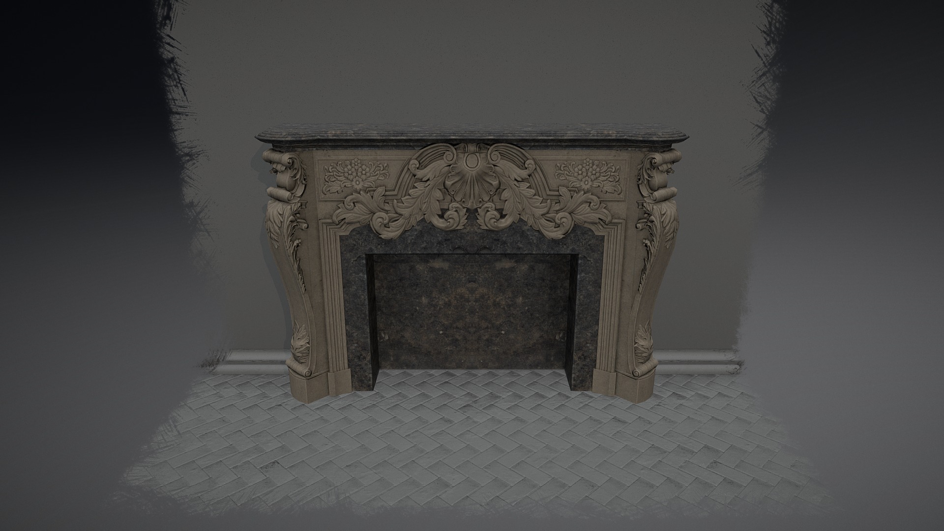 3D model FirePlace - This is a 3D model of the FirePlace. The 3D model is about a fireplace in a room.