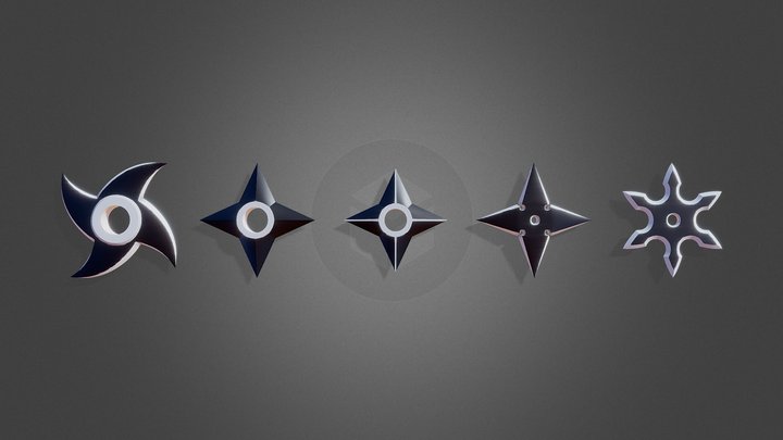 Five Ninja Shuriken 3D Model