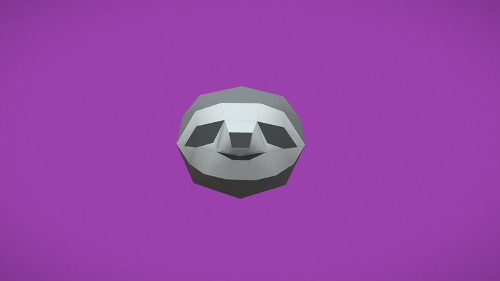 Low Poly cute Sloth face 3D Model