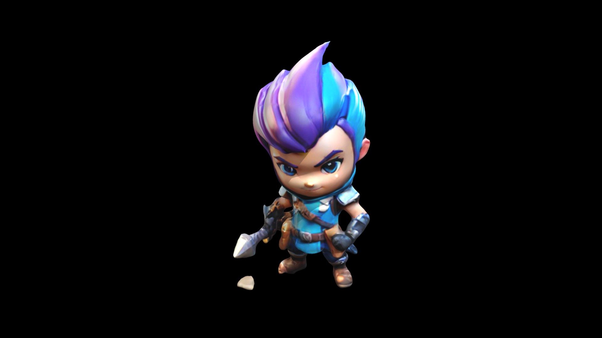 Anime character with purple and blue hair, stand - Download Free 3D ...