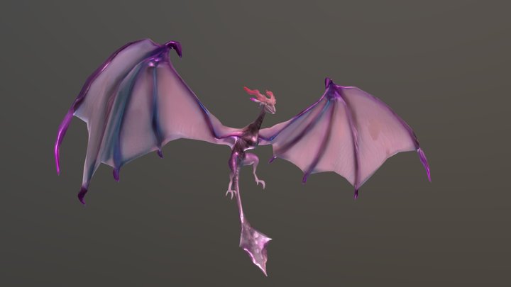 a purple fun loving dragon 3D Model
