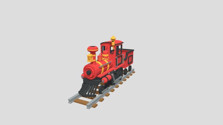 Steam Locomotive Low Poly 3D Model