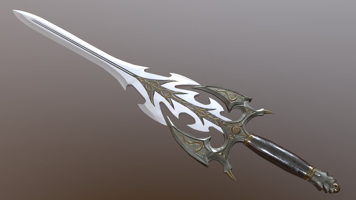 Antique Fantasy Sword - PBR low-poly Model 3D Model