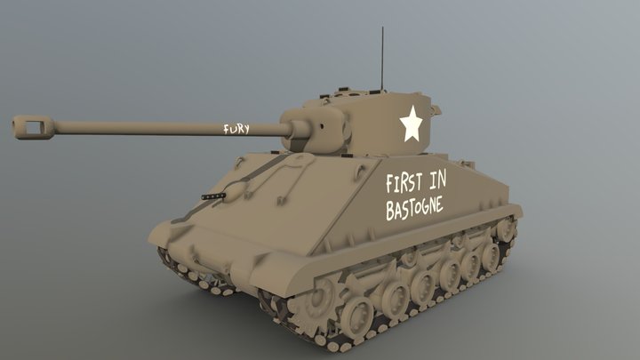 M4A3E8 Sherman (1) 3D Model