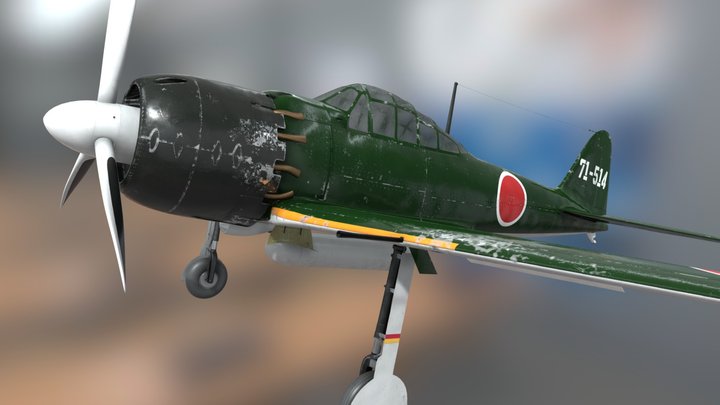 零式艦上戦闘機75型 Mitsubishi A6M Zero 3D Model