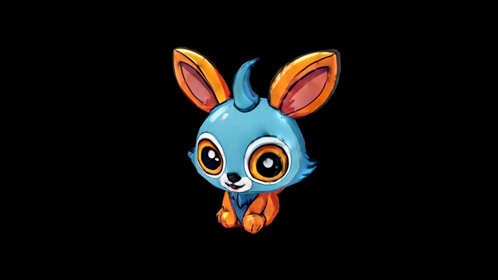 An adorable blue cartoon rabbit with large orang - Download Free 3D ...