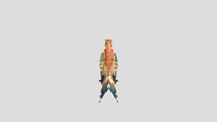 Belluvaraptor Minecraft Style 3D Model