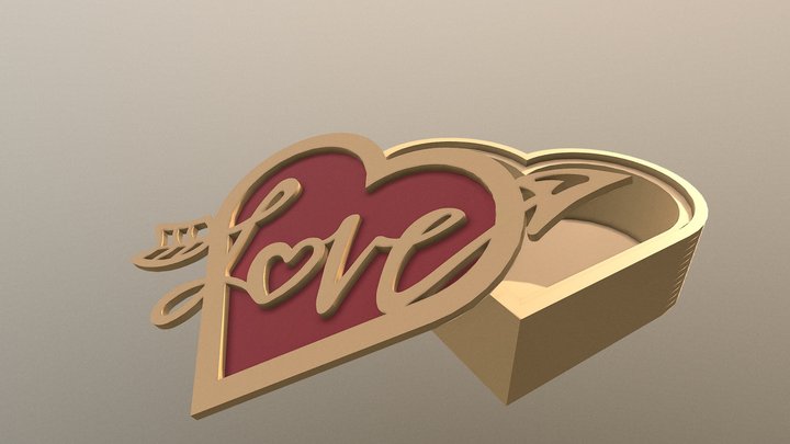 Heart Shaped Gift Box- Lid On Side 3D Model