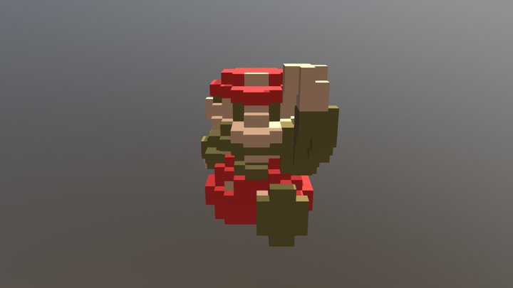 Voxel Mario Amiibo 3D Model