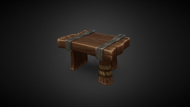 Stylized wooden bench