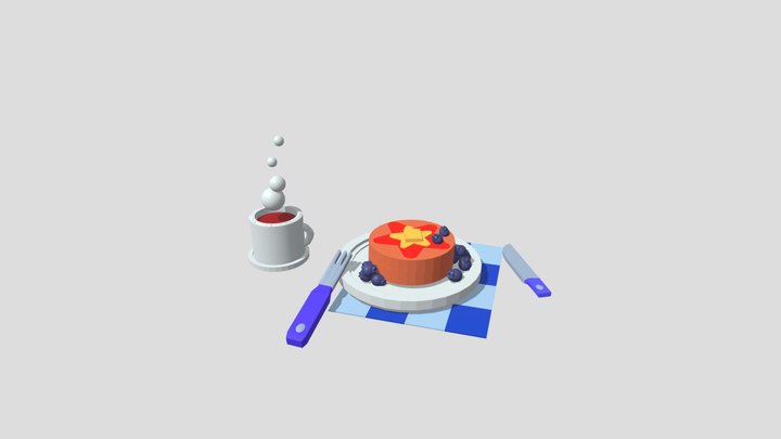 Dessert and coffee / Десерт та кава (Low poly)