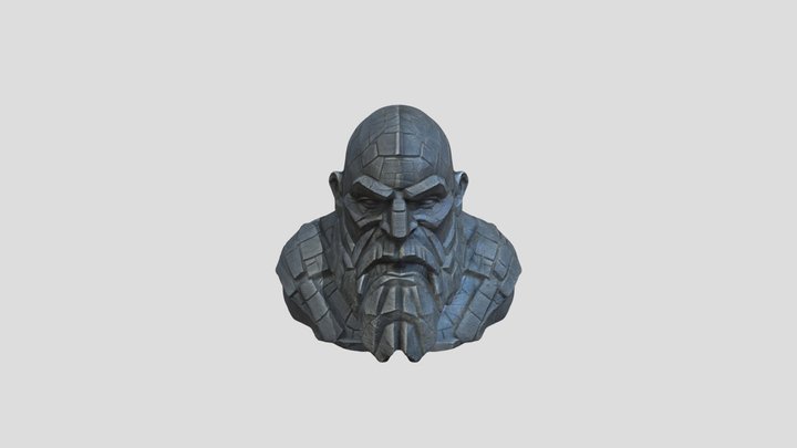 brutalist dwarven head sculpture 3D Model