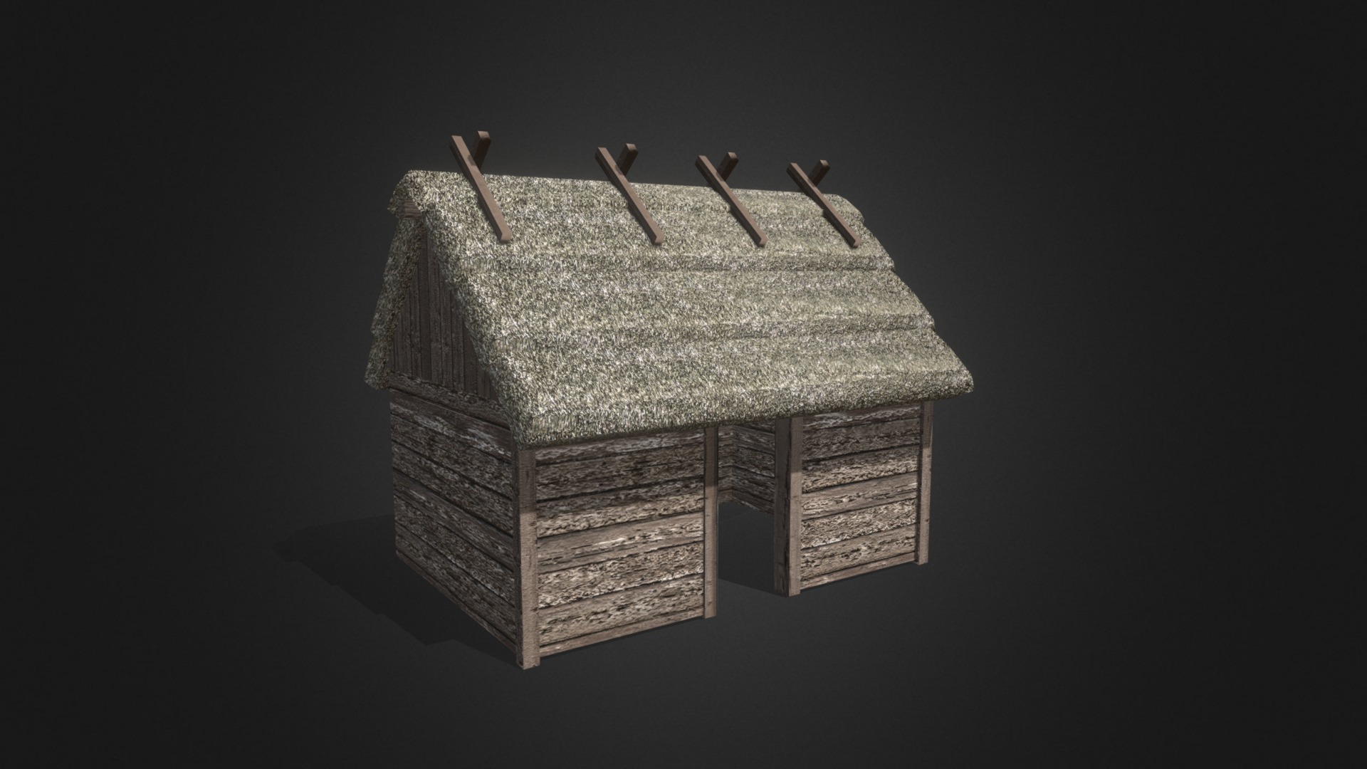3D model Wooden barn - This is a 3D model of the Wooden barn. The 3D model is about a wooden house with a few birds on top.