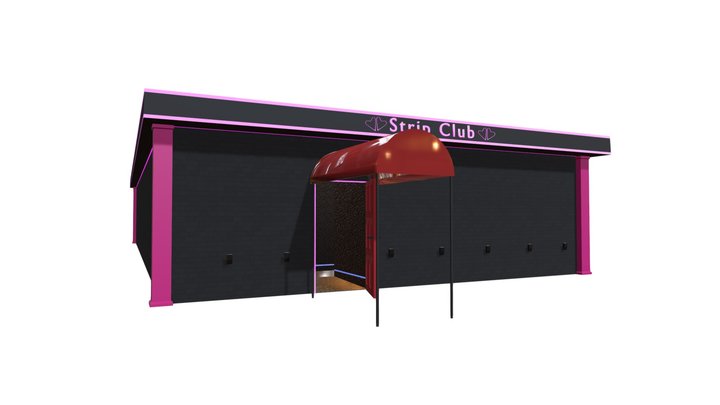 Strip Club Exterior and Interior 3D Model